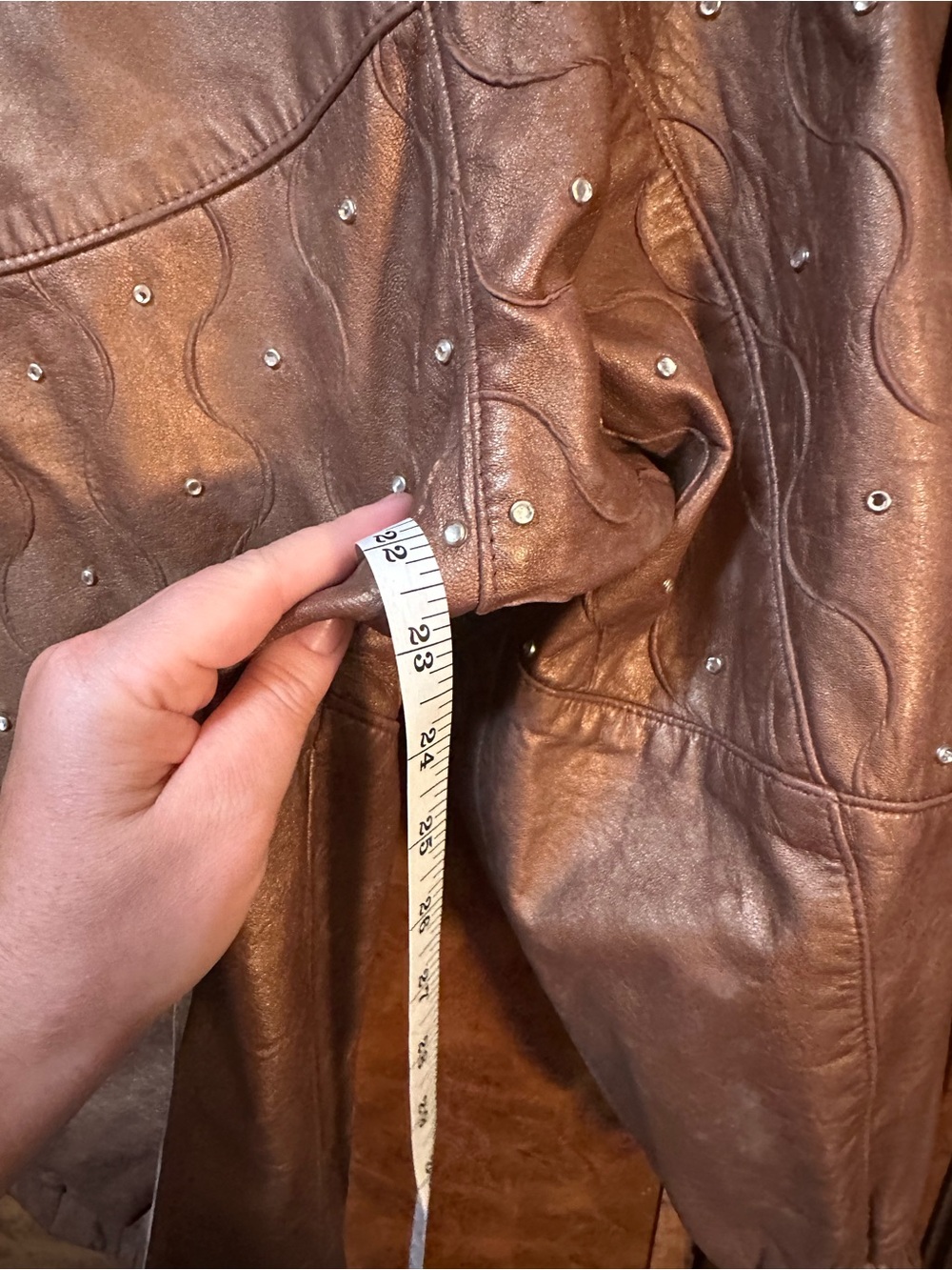Vintage Rare Find Bronze Leather Studded Women's Jacket - Picture 6 of 7